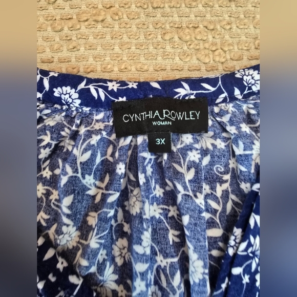 Cynthia Rowley Womens Blue V-Neck 3/4 Sleeve  Size 3X  Floral - Picture 6 of 9